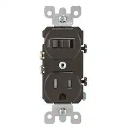 Leviton - 15 amps 120 V Combination Switch/Outlet 5 15R 1 pk - Brown