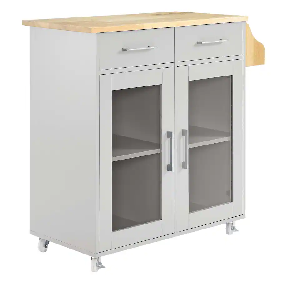 Cuisine Kitchen Cart by Modway Light Gray Natural EEI-6276-LGR-NAT ...