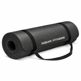 XGear Fitness - Thick Travel Yoga Mat with Carrying Strap - Black