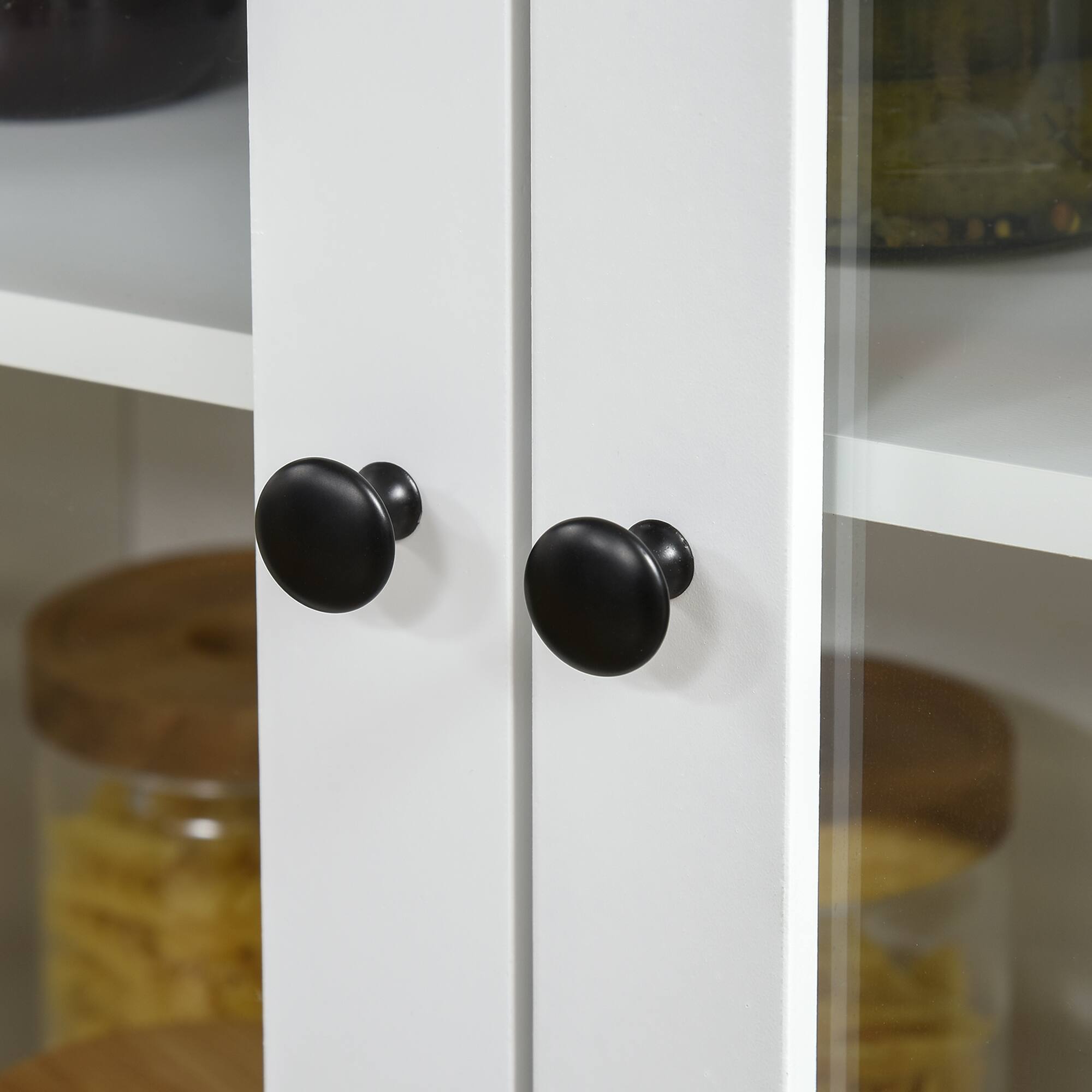 Alt View 8. Homcom - 61" Freestanding Kitchen Pantry, Traditional Style Storage Cabinet with Soft Close Doors, Adjustable Shelves - White.