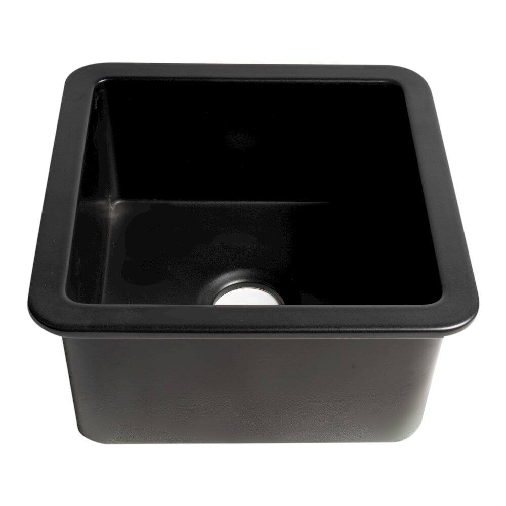 Alt View 3. Alfi - ALFI brand Black Matte Square 18 x 18 Undermount / Drop In Fireclay Prep Sink - Black.