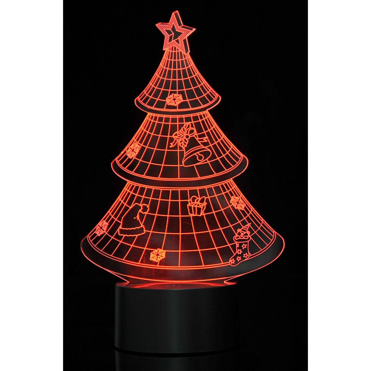 Alt View 1. JuzToys - 3D Night Light for Kids, 3D Christmas Tree Laser Cut Precision LED Lights, LED Lamp for Bedrooms and Offices - Black.