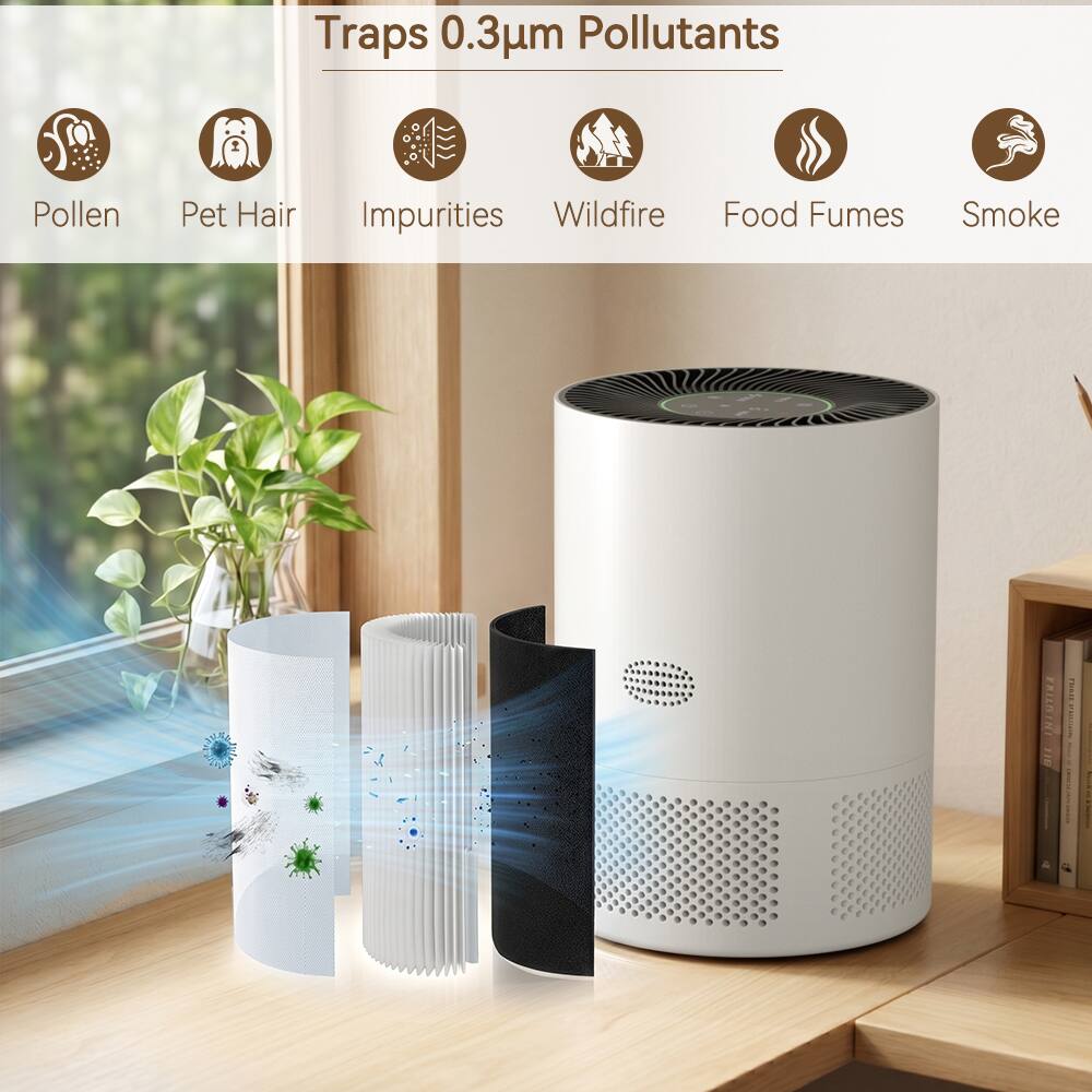 Traps 0.3µm Pollutants: Pollen, Pet Hair, Impurities, Wildfire, Food Fumes, Smoke
