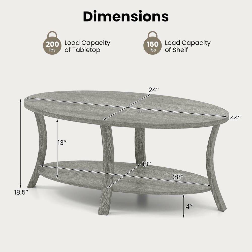 Dimensions  
- Load Capacity of Tabletop: 200 lbs  
- Load Capacity of Shelf: 150 lbs  
- 24"  
- 44"  
- 13"  
- 18"  
- 38"  
- 18.5"  
- 4"