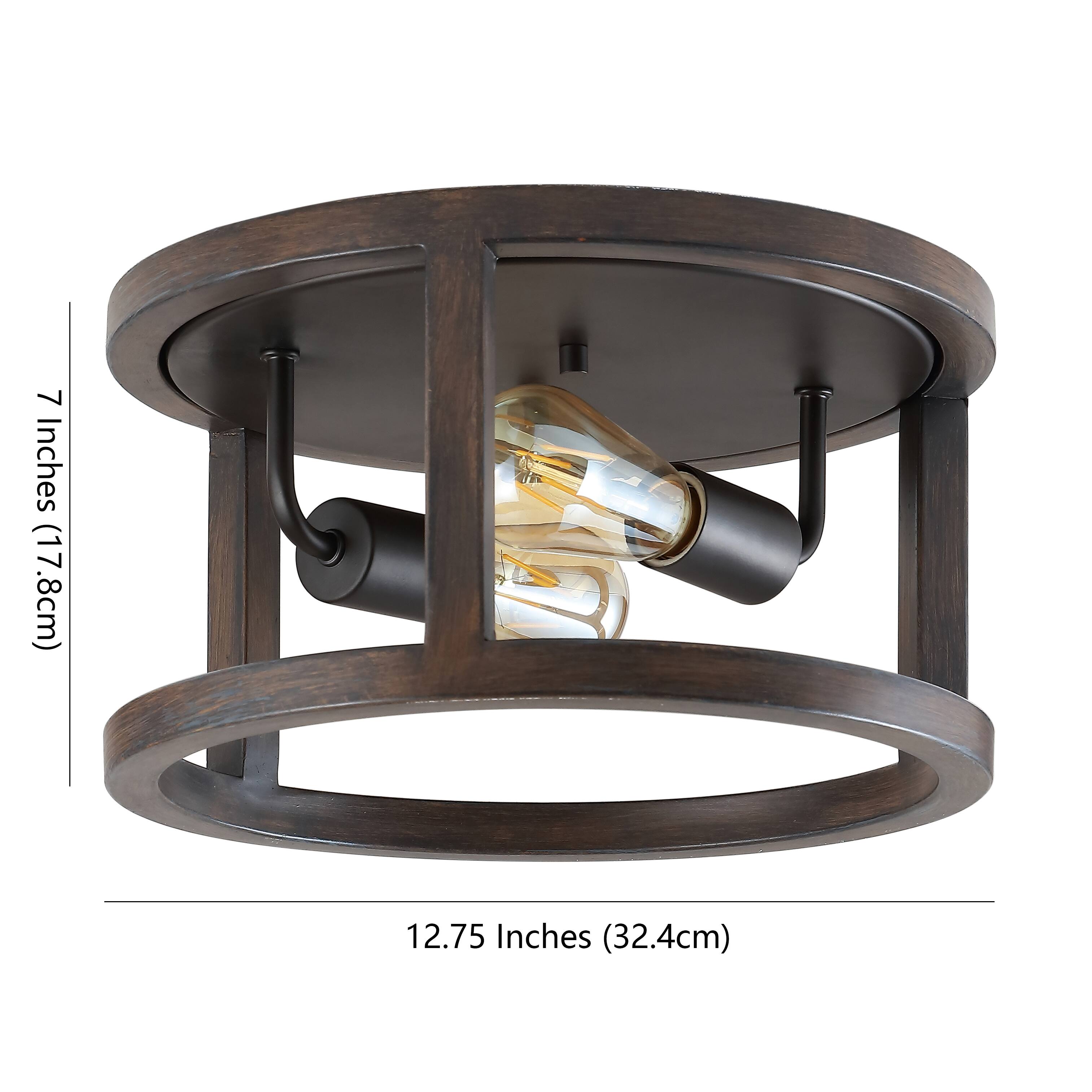 Jonathan Y Atelier 12.75" 2 Light Iron Rustic Industrial LED Flush ...