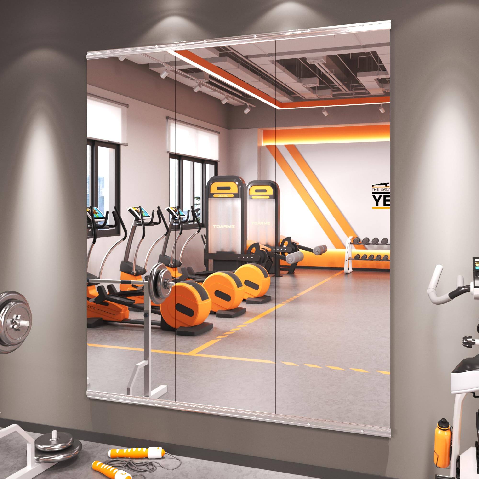 Comfort Essence - 56''x16'' each - Gym Mirror Tempered Glass Frameless Full Body For Home Yoga Studios Dance Rooms Garage Gyms - 56''X16'' -3pcs