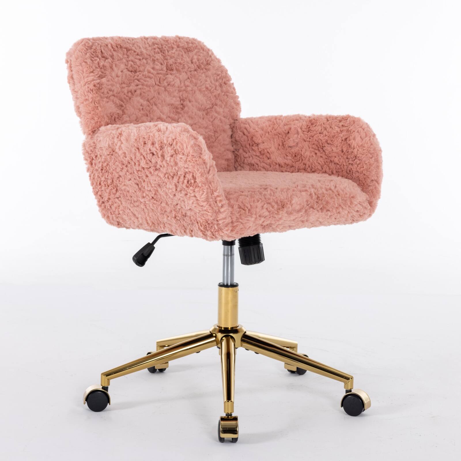 Alt View 1. GOODSILO - Premium Adjustable Swivel Office Chair with Golden Metal Base and Plush Velvet Upholstery for Home or Office Use - Pink.