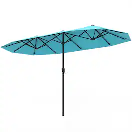Costway - 13 FT Large Patio Umbrella Outdoor Double-Sided Table Market Umbrella for Garden - Turquoise