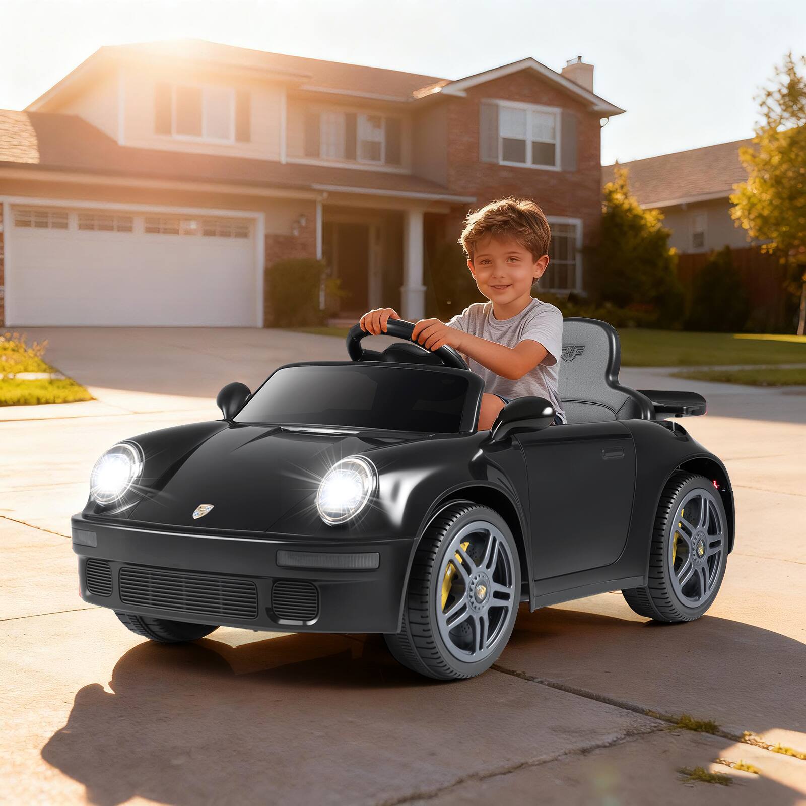 Alt View 1. Gymax - Gymax 12V Licensed RUF CTR Kids' Electric Vehicle w/Remote Control LED Lights Music Black - Black.