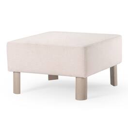 Maven Lane - Lena Contemporary Upholstered Ottoman with Wood Finish - Refined White