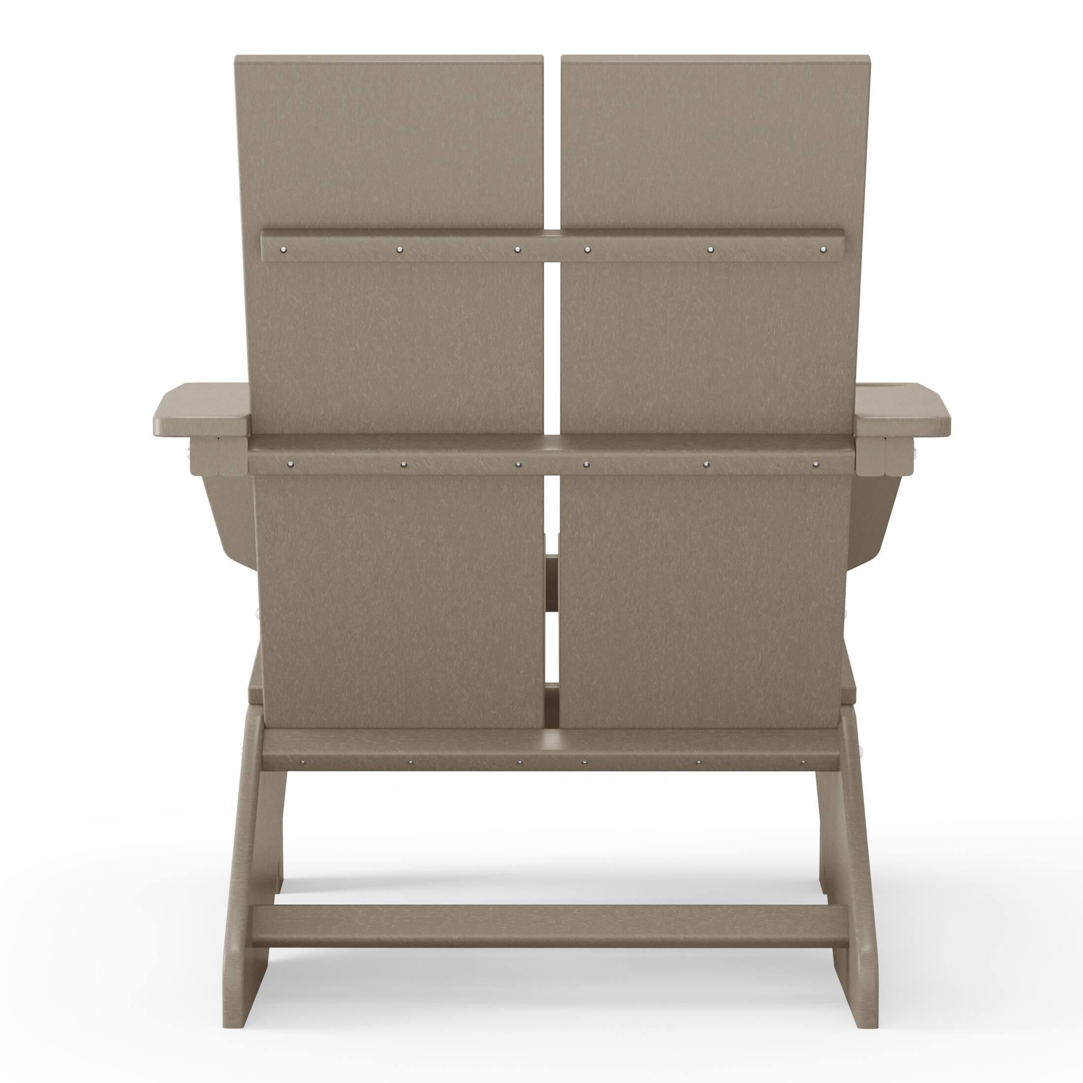 Alt View 1. WestinTrends - WestinTrends Riviera Outdoor HDPE Modern Adirondack Chair with Cup Holder - Weathered Wood.