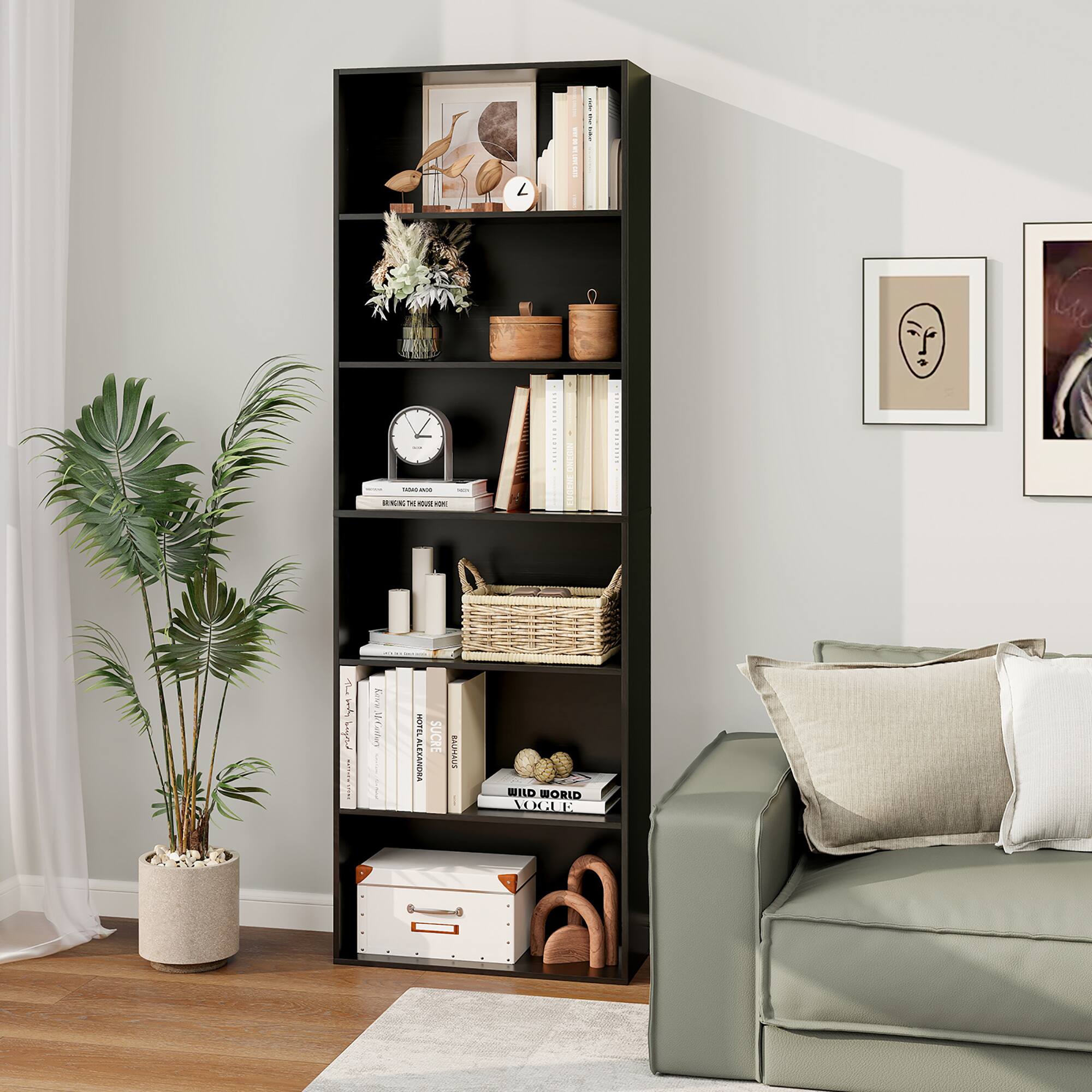 Gymax 2PCS 70'' all 6 Tier Bookcase w/ 6 Open Shelves Anti