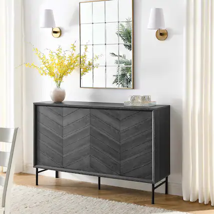 Front. Modway - Harper Chevron Sideboard by Modway - Black.