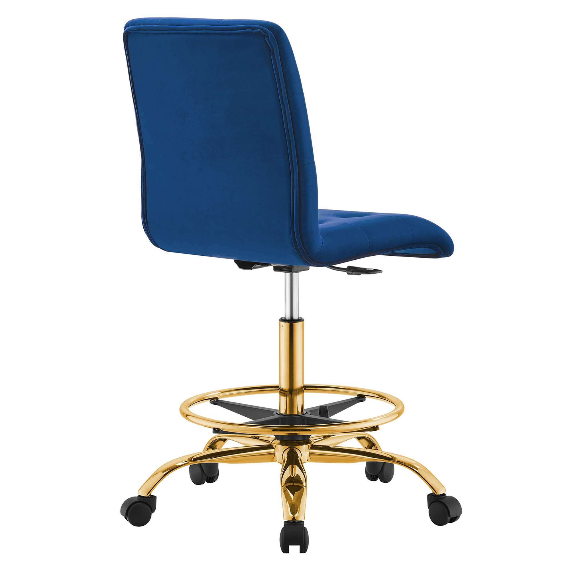 Back. Modway - Prim Armless Performance Velvet Drafting Chair by Modway - Blue.