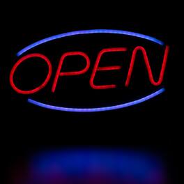 Northlight - LED Open Neon Lighted Wall Sign - 17.75" - and Blue - Red