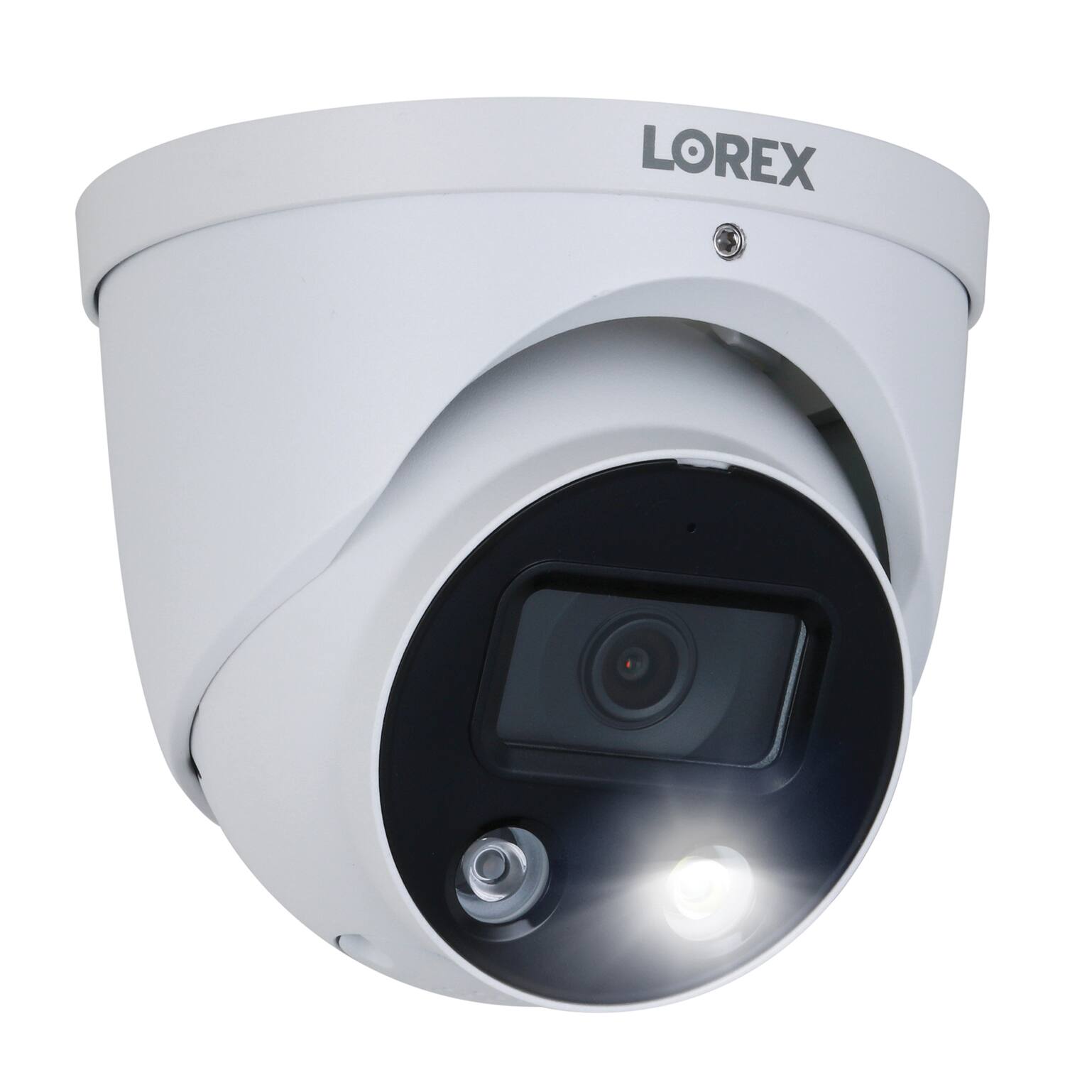Angle. Lorex - 4K Ultra HD Wired Analog Indoor/Outdoor Add-on IP Dome Security Camera, Smart Deterrence Plus - White.