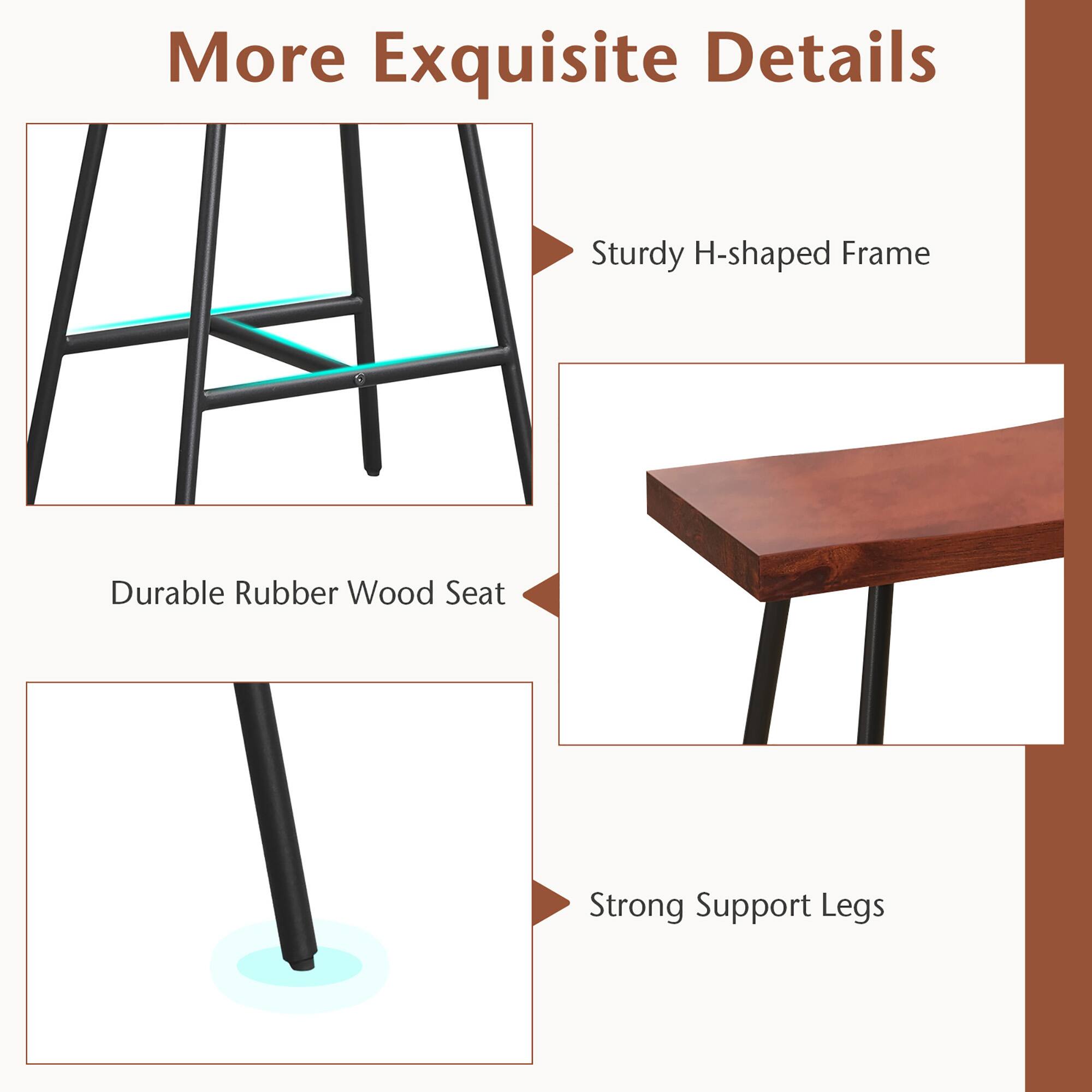 More Exquisite Details
Sturdy H-shaped Frame
Durable Rubber Wood Seat
Strong Support Legs