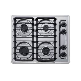 SUMMIT - 24" Wide 4-Burner Gas Cooktop - Silver