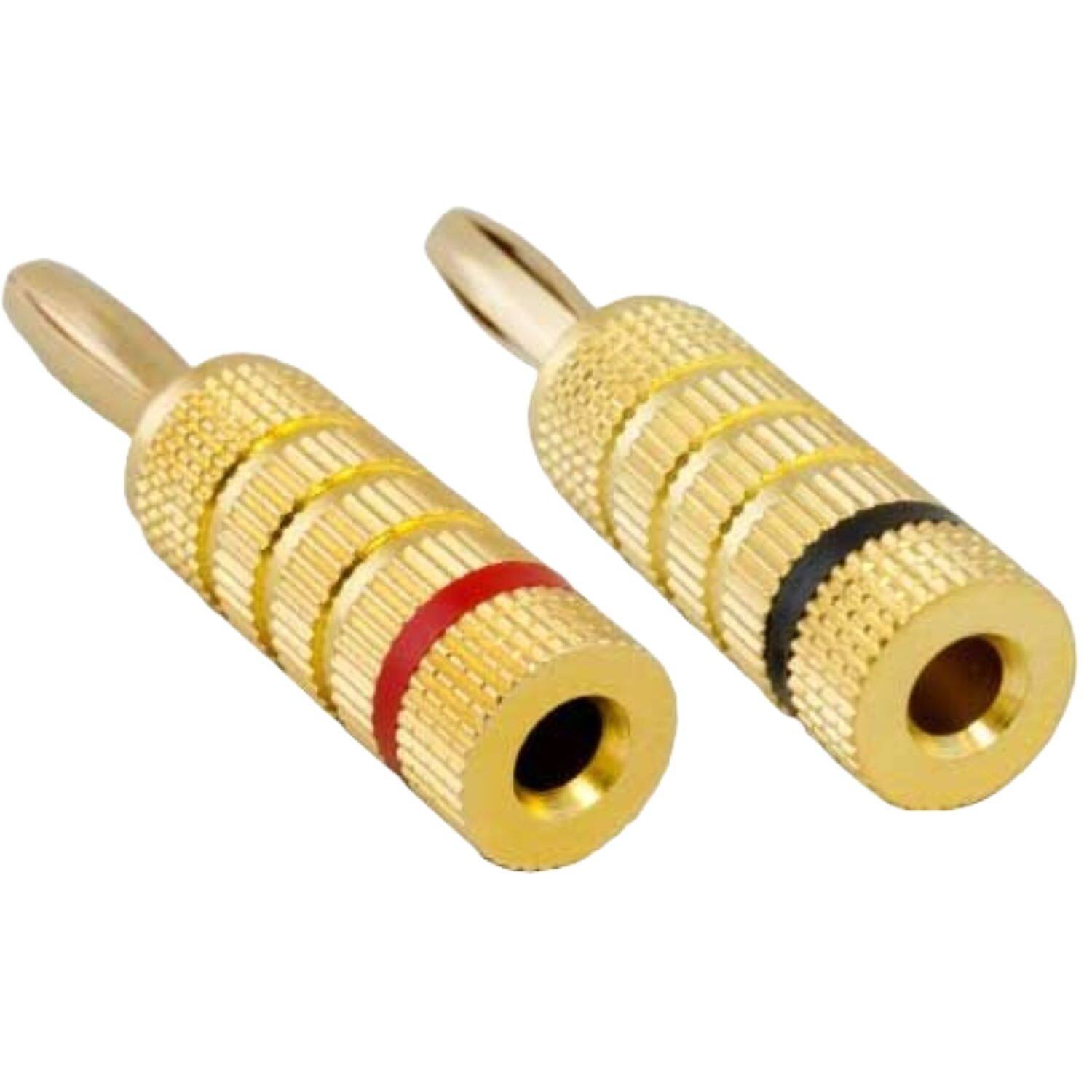 Back. Sanoxy - 1 Pair of Speaker Banana Plugs – Gold-Plated, Closed-Screw Type, Accepts Bare Wire or Spades - Black.