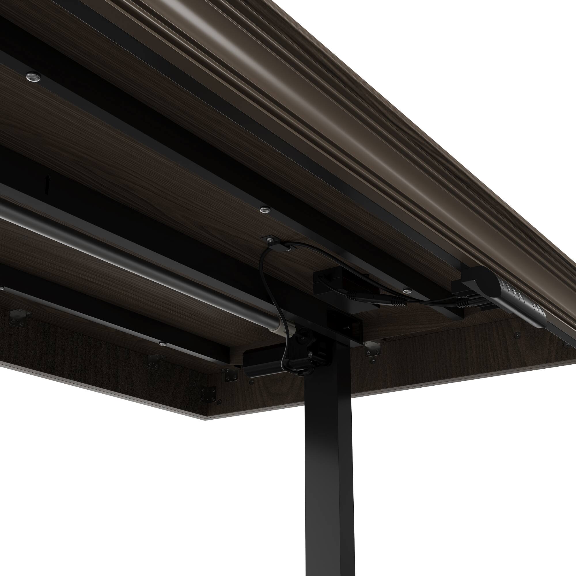 Alt View 8. Famapy - Electric Standing Desk with Side Cabinets, Heavy-Duty Height Adjustable Home Office Workstation with 4 Memory Presets - Dark Walnut.