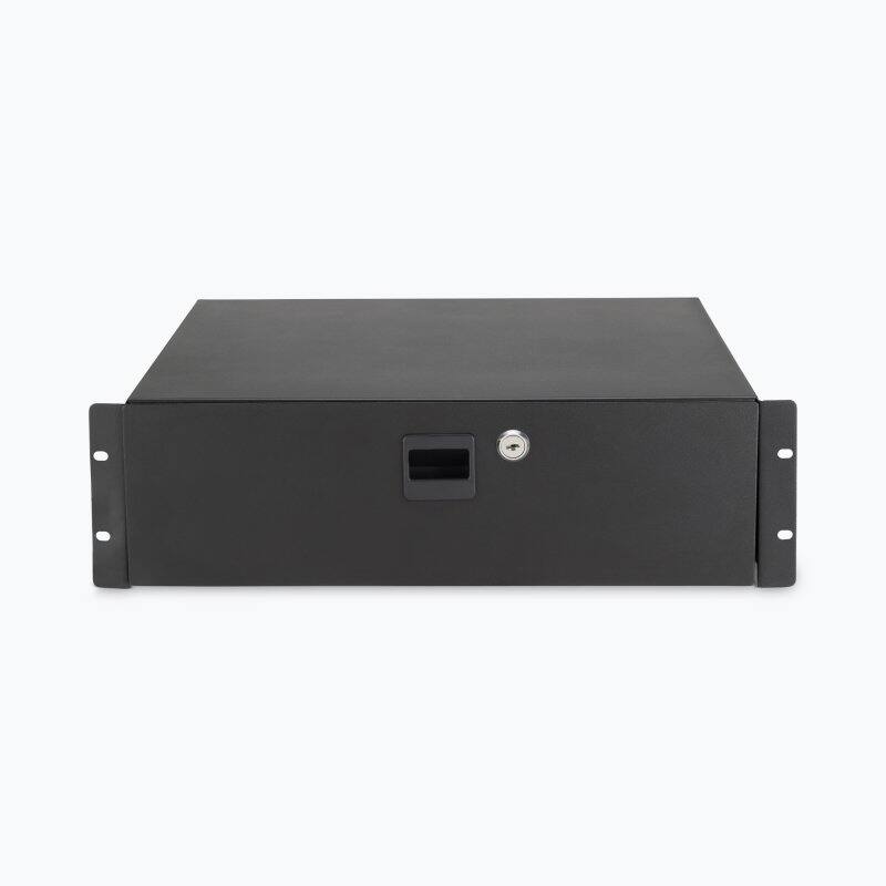 Angle. On Stage Stands - On-Stage Locking Rack Drawer, 3U (RDL3000) - Black.