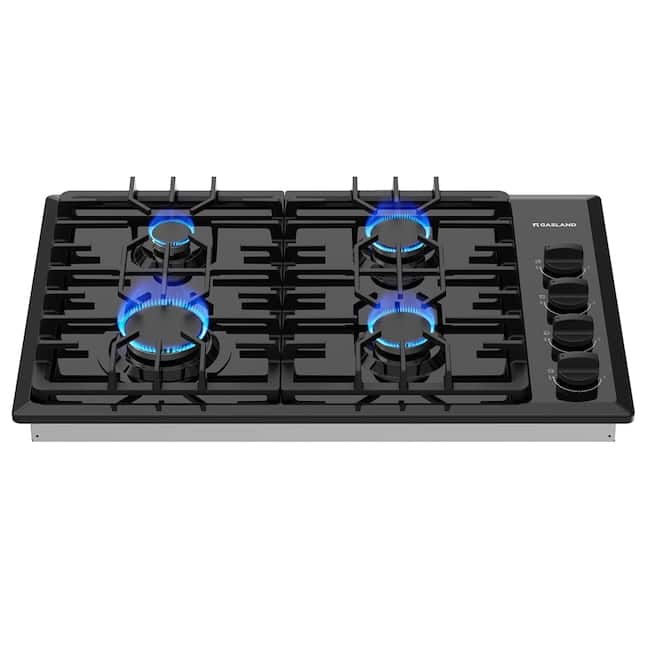 Front. GASLAND - 30 inches Gas Cooktop with 4 Sealed Burners - Black Enamel.