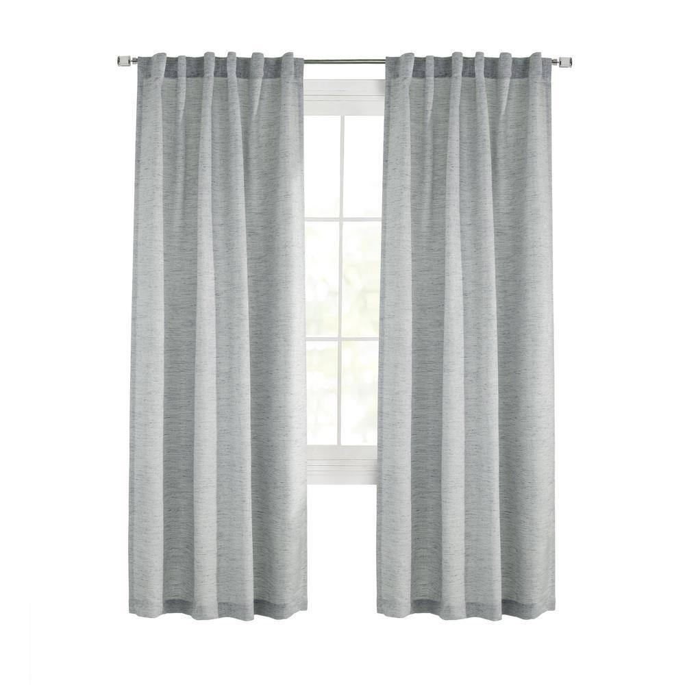 Front. Commonwealth Home Fashions - Commonwealth Danbury Dual Header Curtain Panel - 52x95" Blue - Blue.