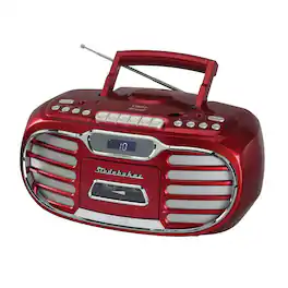 Studebaker - SB2150 Retro Bluetooth Boombox with CD/Cassette Player-Recorder and AM-FM Radio - Red