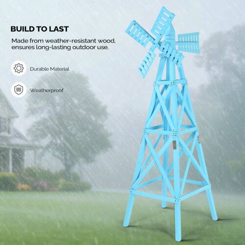 Winado Wooden Windmill 6 FT Backyard Garden 2 Layer Weathervane
