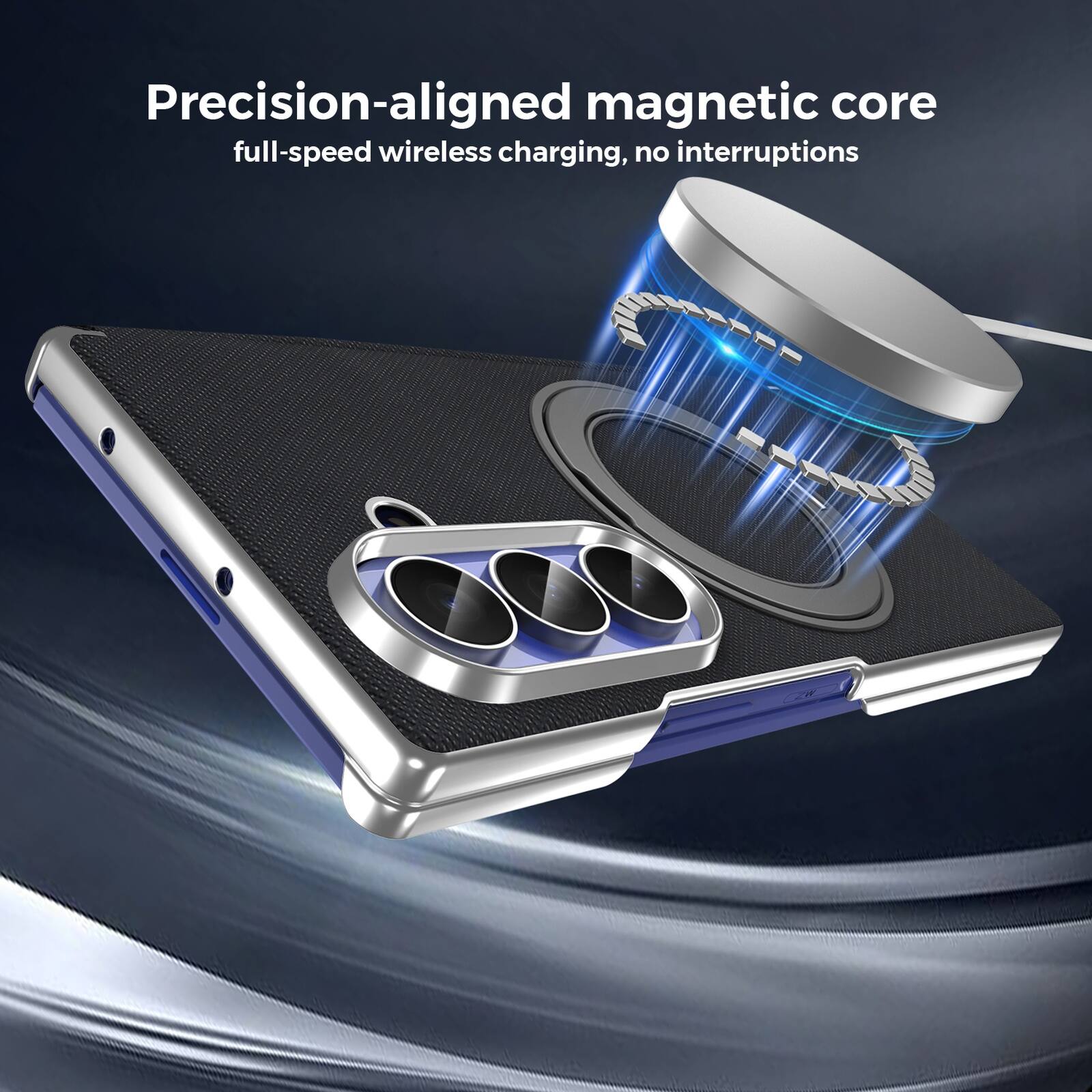 Precision-aligned magnetic core full-speed wireless charging, no interruptions