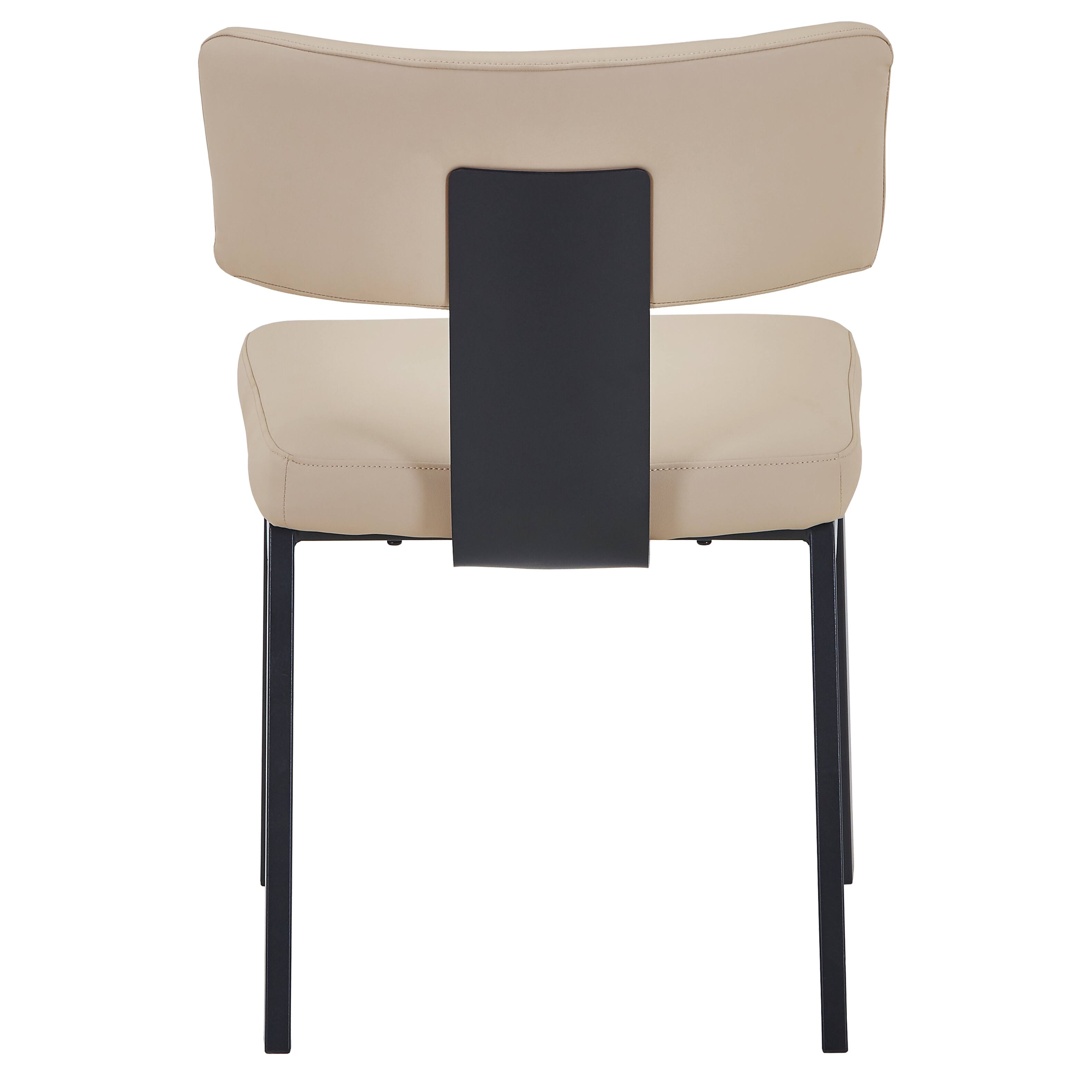 Alt View 3. LeisureMod - Teres Leather Dining Chair, Ergonomic Mid-Century Modern Kitchen Accent Chair, Steel Legs - Soft Taupe.