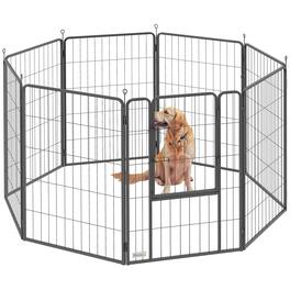 Pawhut - Dog Playpen, 39.4" H 8 Panels Puppy Playpen w/Lockable Door, Indoor/Outdoor, DIY Shape Pet Fence for Small to Large Dogs - Black