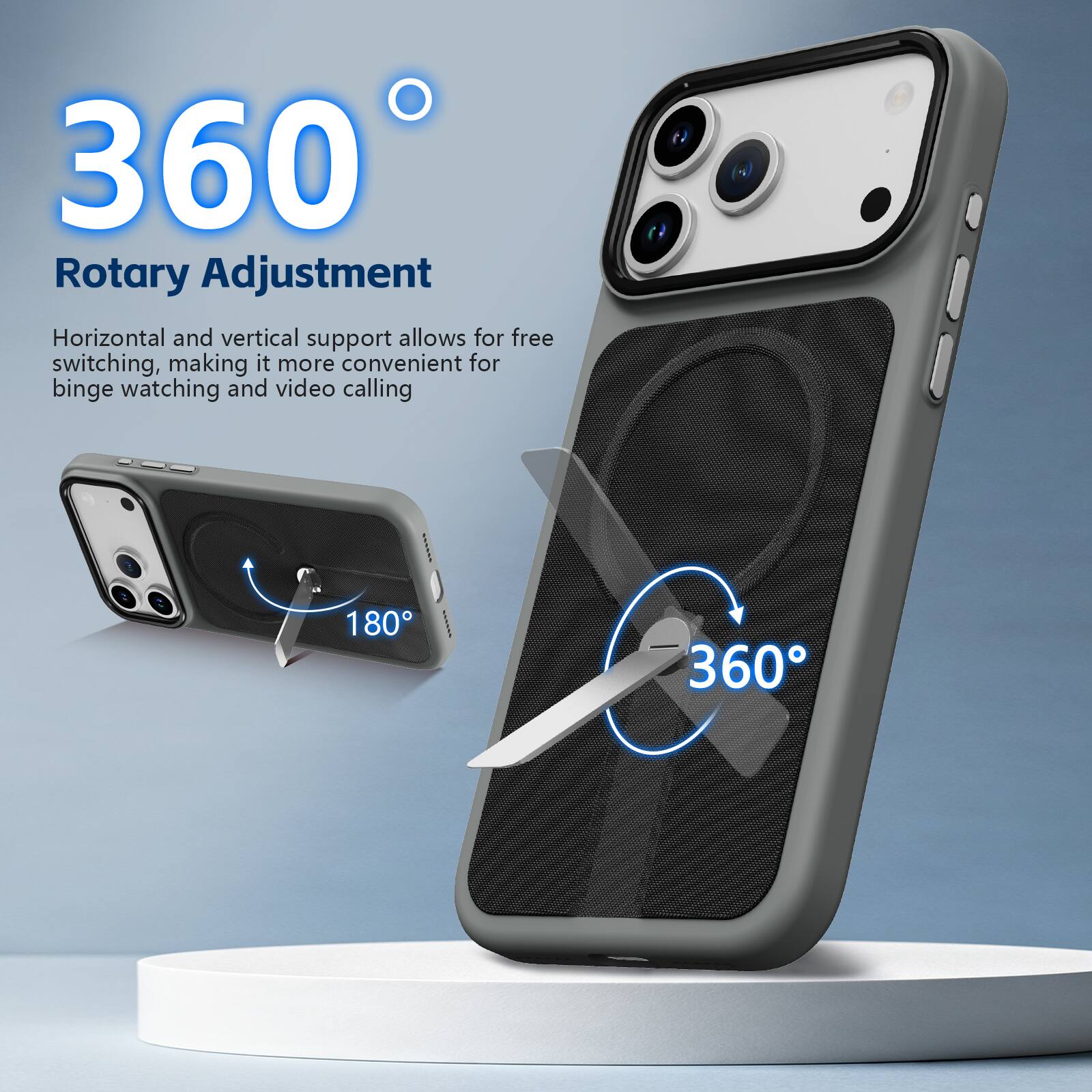 360° Rotary Adjustment

Horizontal and vertical support allows for free switching, making it more convenient for binge watching and video calling

180° 360°