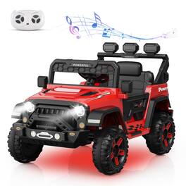 GARVEE - 12V Kids Ride On Truck Car with Parent Remote Control, Electric Vehicles - Red