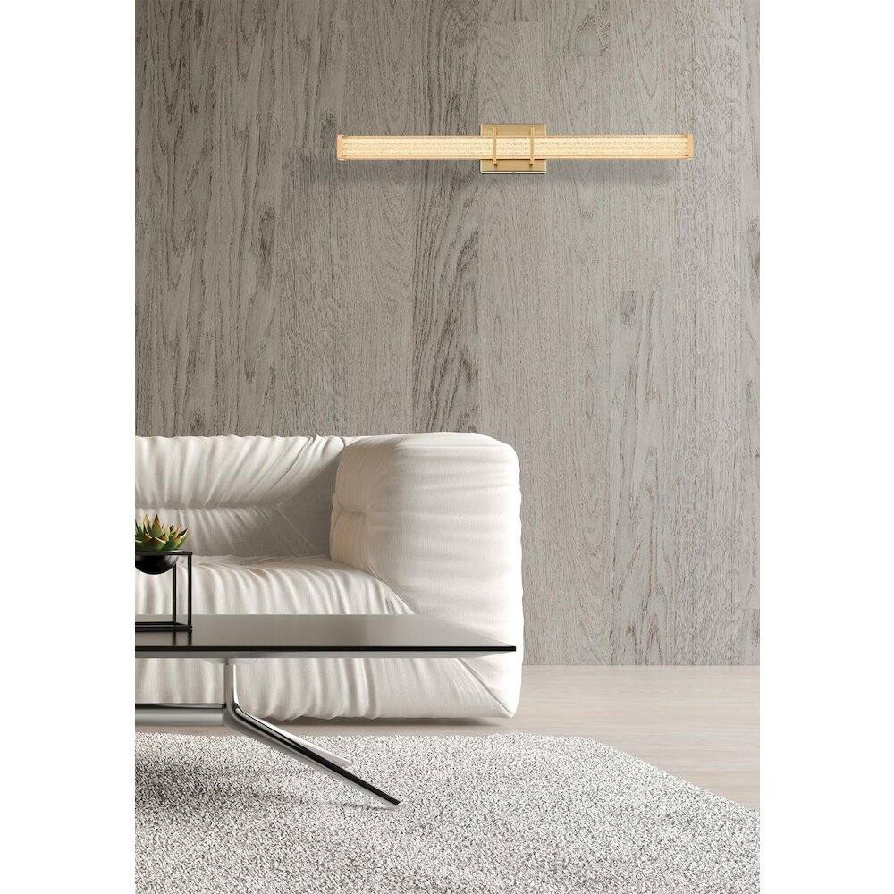 Alt View 5. Living District - Ivaan 31 Inch Led Wall Sconce In Satin Gold - Satin Gold.
