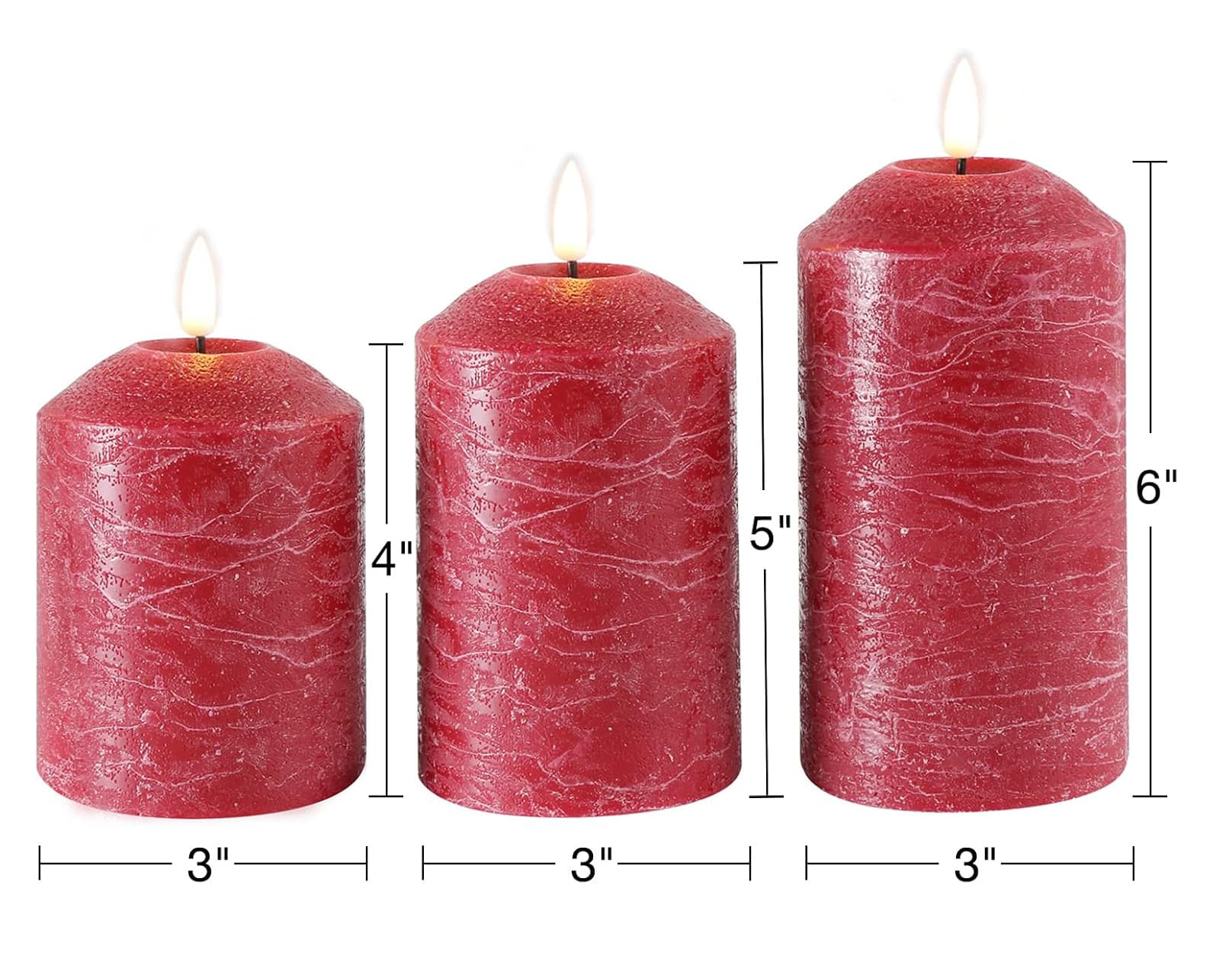 Alt View 3. FINEAK - 3 Pack Red Flameless Pillar Candles with Remote:Real Wax, Flickering LED, Battery-Operated, for Christmas Decor - Red.