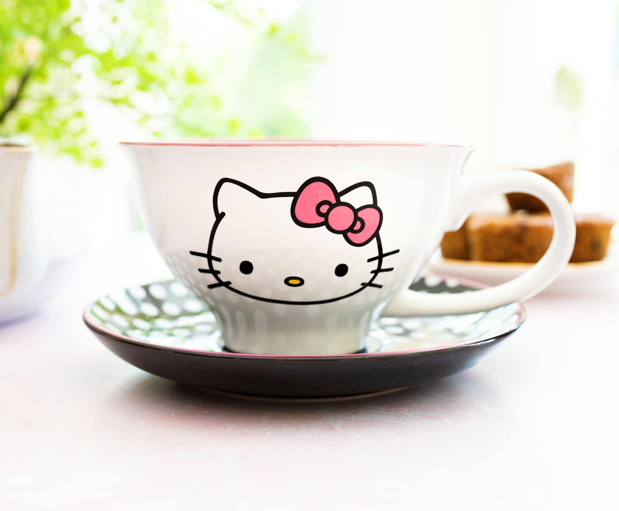 Alt View 4. Silver Buffalo - Sanrio Hello Kitty Ceramic Teacup and Saucer Set - Pink.
