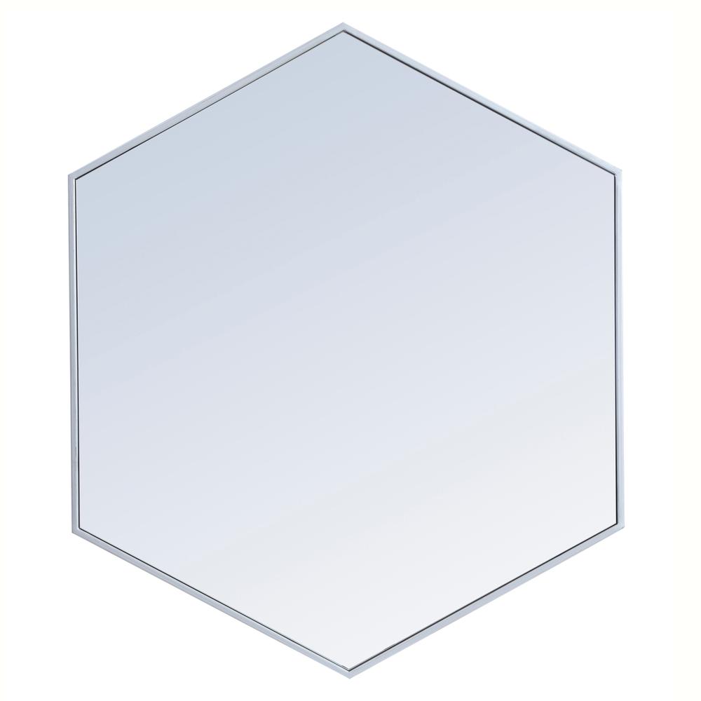Alt View 2. Elegant Decor - Metal frame hexagon mirror 38 inch in silver - Silver.