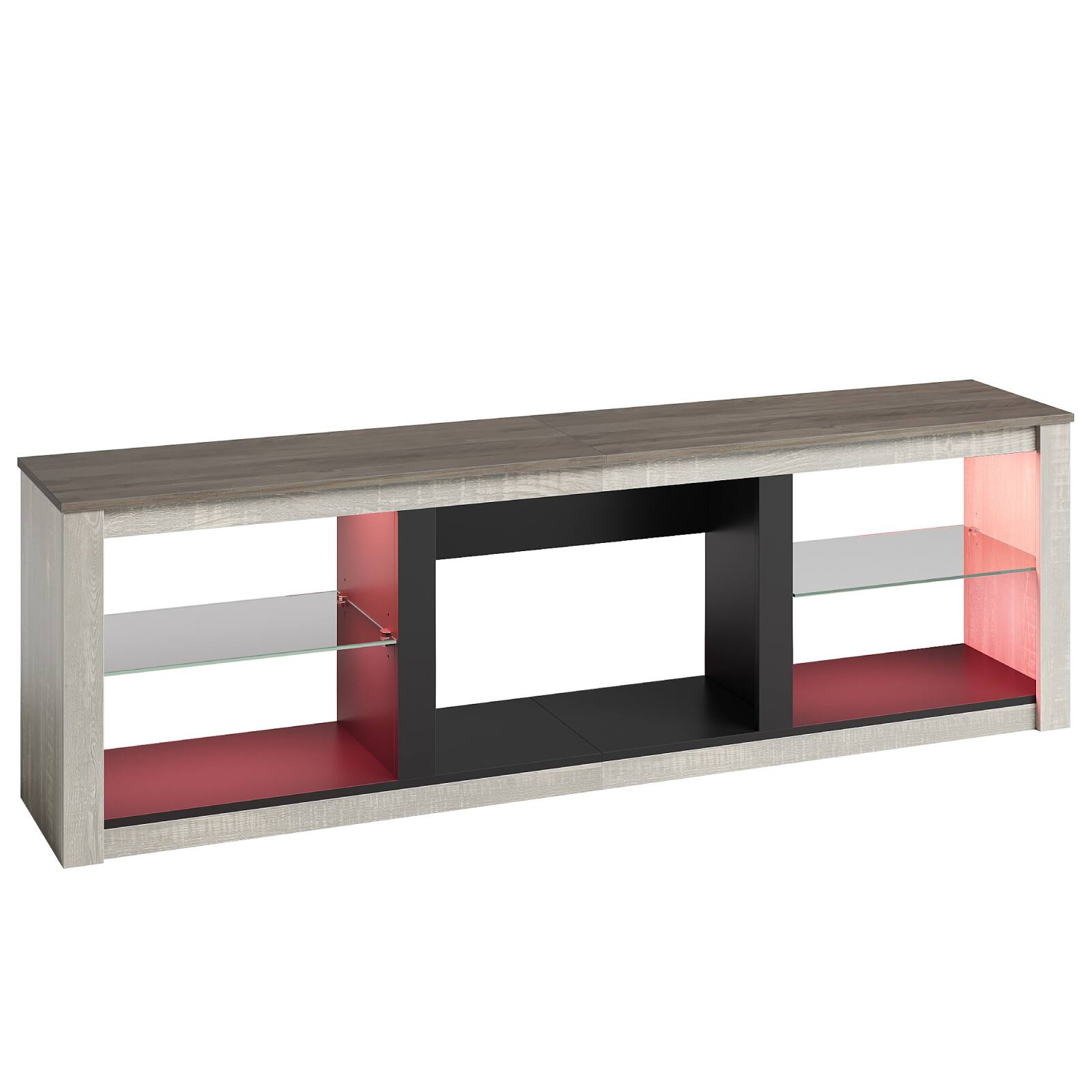 Alt View 20. Bestier - 70" TV Stand with LED Lights and Glass Shelves for TVs up to 75" - White Wash.