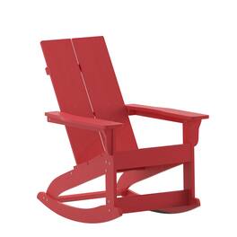 Emma + Oliver - Modern All-Weather Poly Resin Adirondack Rocking Chair for Indoor/Outdoor Use - Red