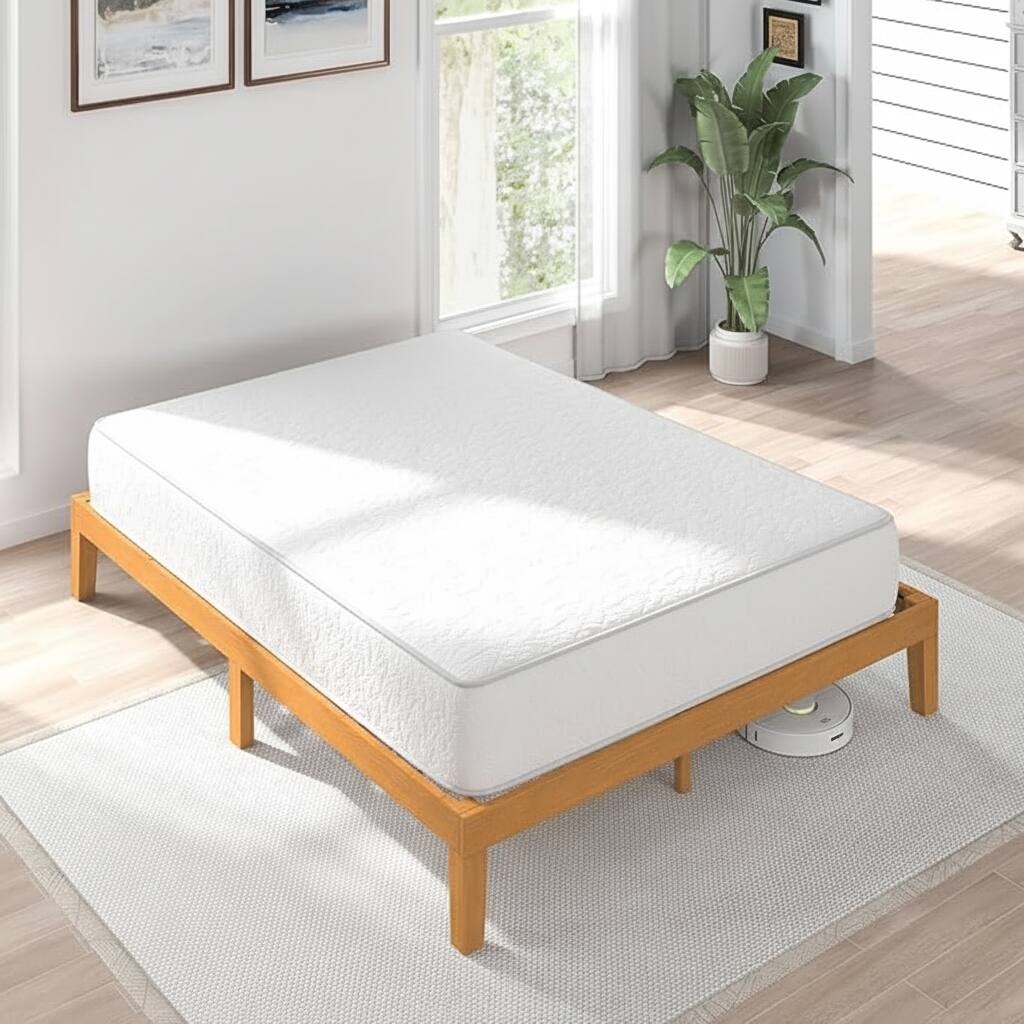 Alt View 6. AOITUN - Full Size Solid Wood Platform Bed Frame with Headboard, Minimalist Design, Noise-Free Slats, No Box Spring - wood.