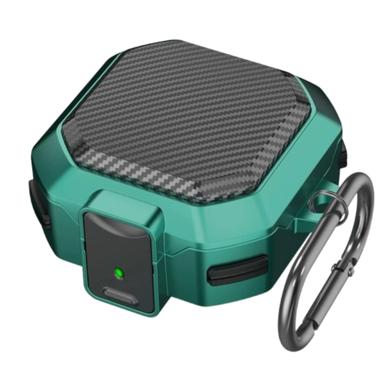 Front. Stock Preferred - Case For Samsung Galaxy Buds FE / Buds2 Pro / Buds2 / Buds Pro / Buds Live - Green (carbon Fiber Pattern).