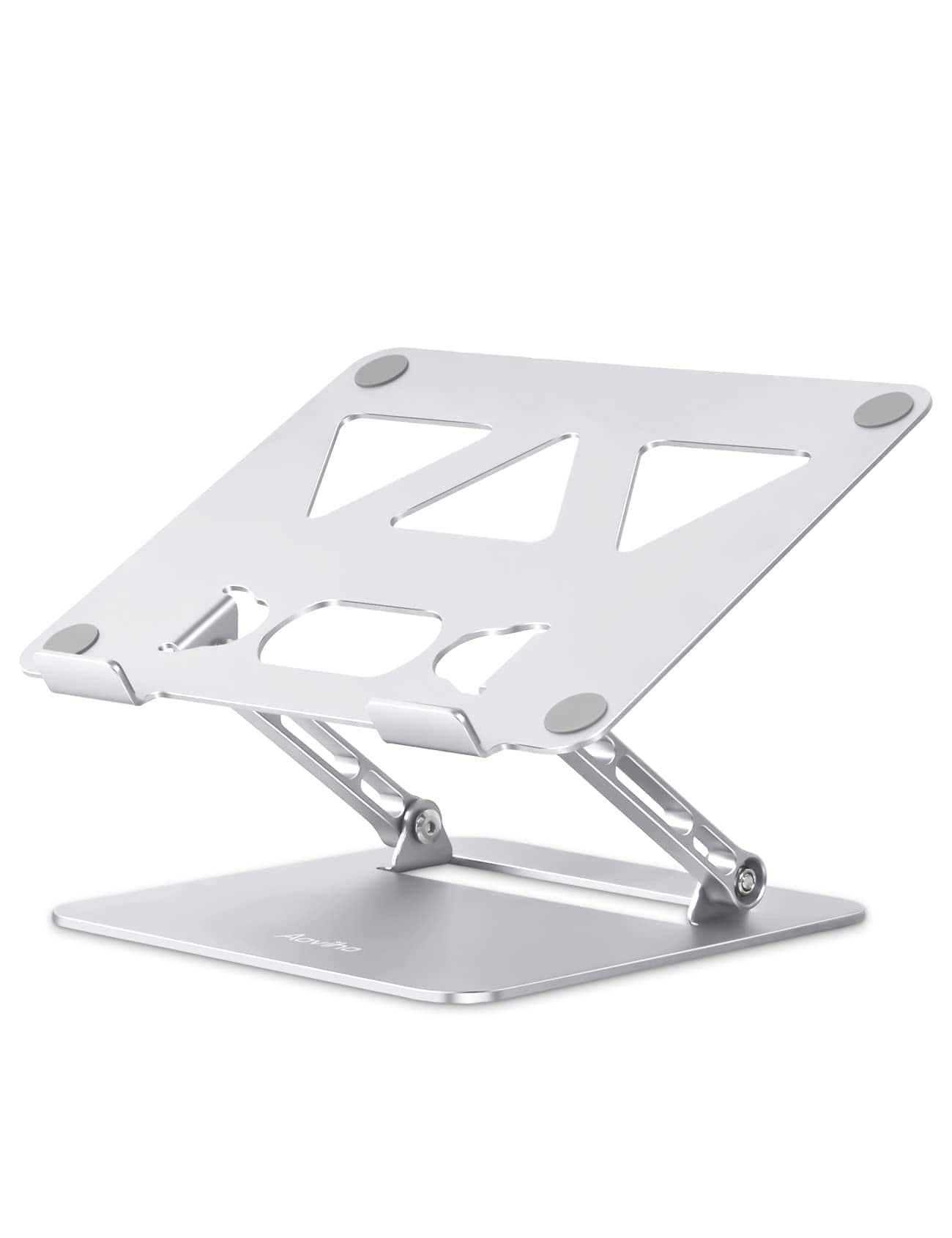 HongFei - Adjustable Laptop Stand for Desk, Portable Laptop Stand Holder and Riser, Foldable Aluminum Notebook Stands - Silver