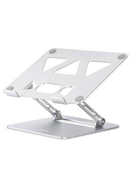 HongFei - Adjustable Laptop Stand for Desk, Portable Laptop Stand Holder and Riser, Foldable Aluminum Notebook Stands - Silver