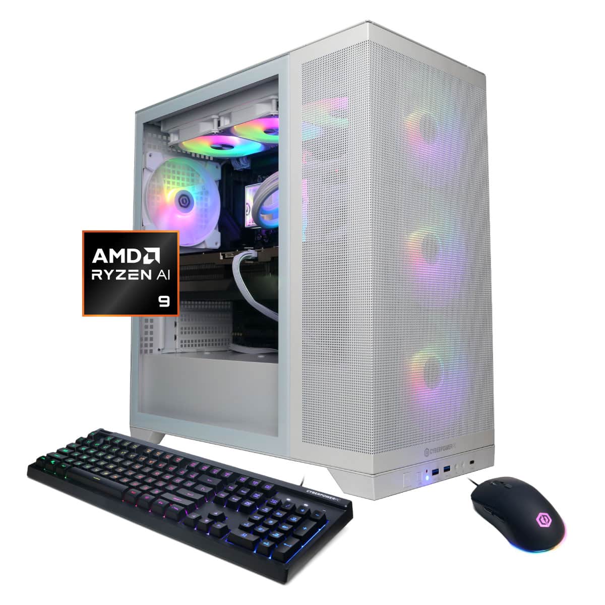 CyberPowerPC - Gaming Desktop - AMD Ryzen 9 9900X - NVIDIA GeForce RTX 5080 16GB - 32GB DDR5 RGB - 2TB PCIe 4.0 SSD - White