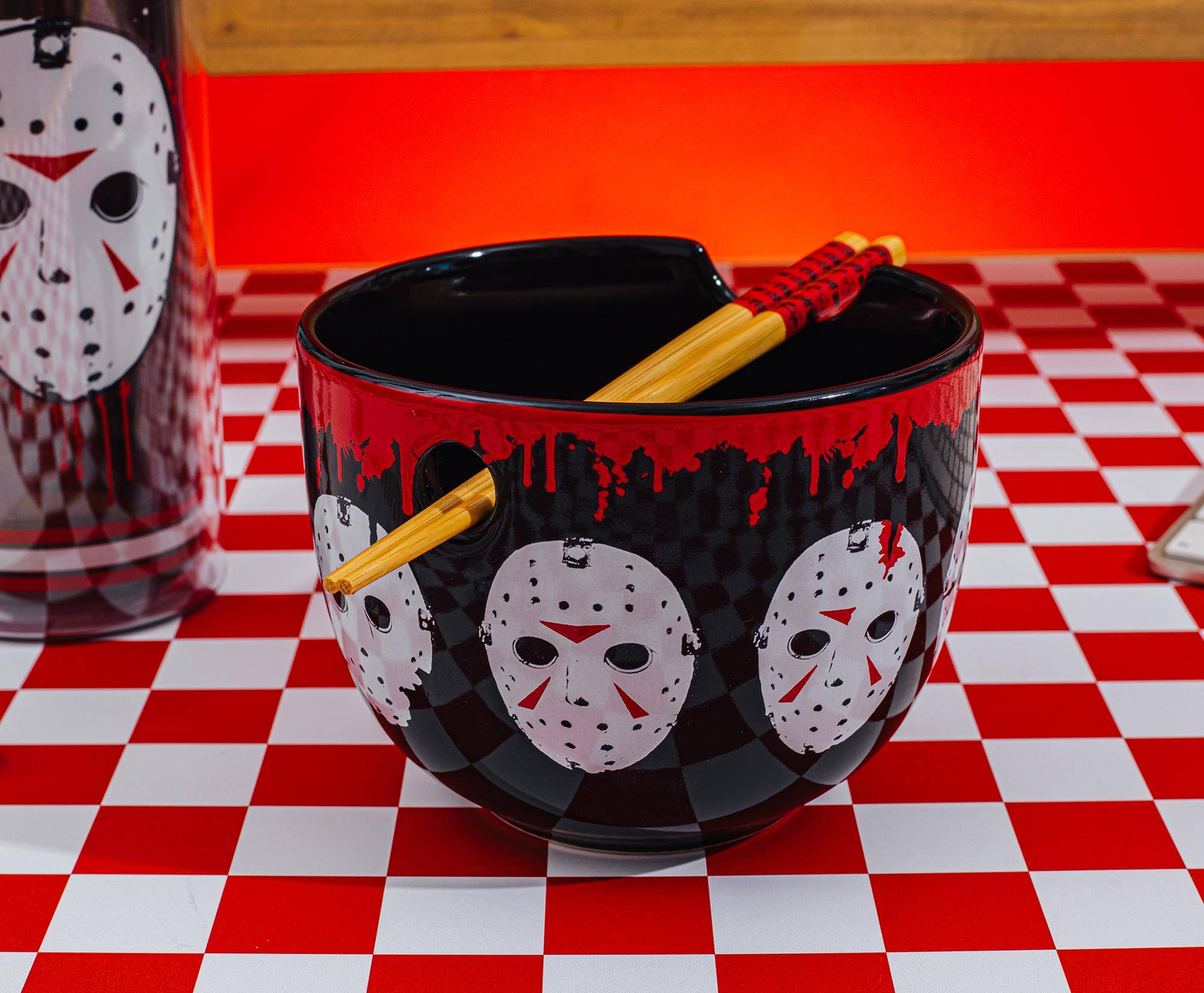 Alt View 3. Silver Buffalo - Friday The 13th Jason Voorhees Mask 20-Ounce Ramen Bowl and Chopstick Set - Black.