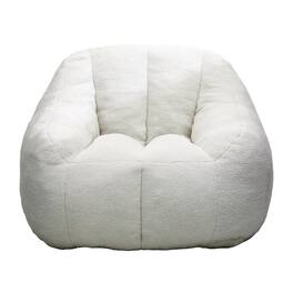 GOODSILO - Large Faux Fur Bean Bag Chair with Memory Foam Filling for Ultimate Comfort and Support - White
