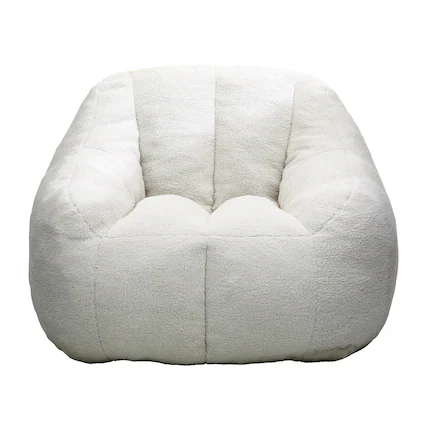 Front. GOODSILO - Large Faux Fur Bean Bag Chair with Memory Foam Filling for Ultimate Comfort and Support - White.