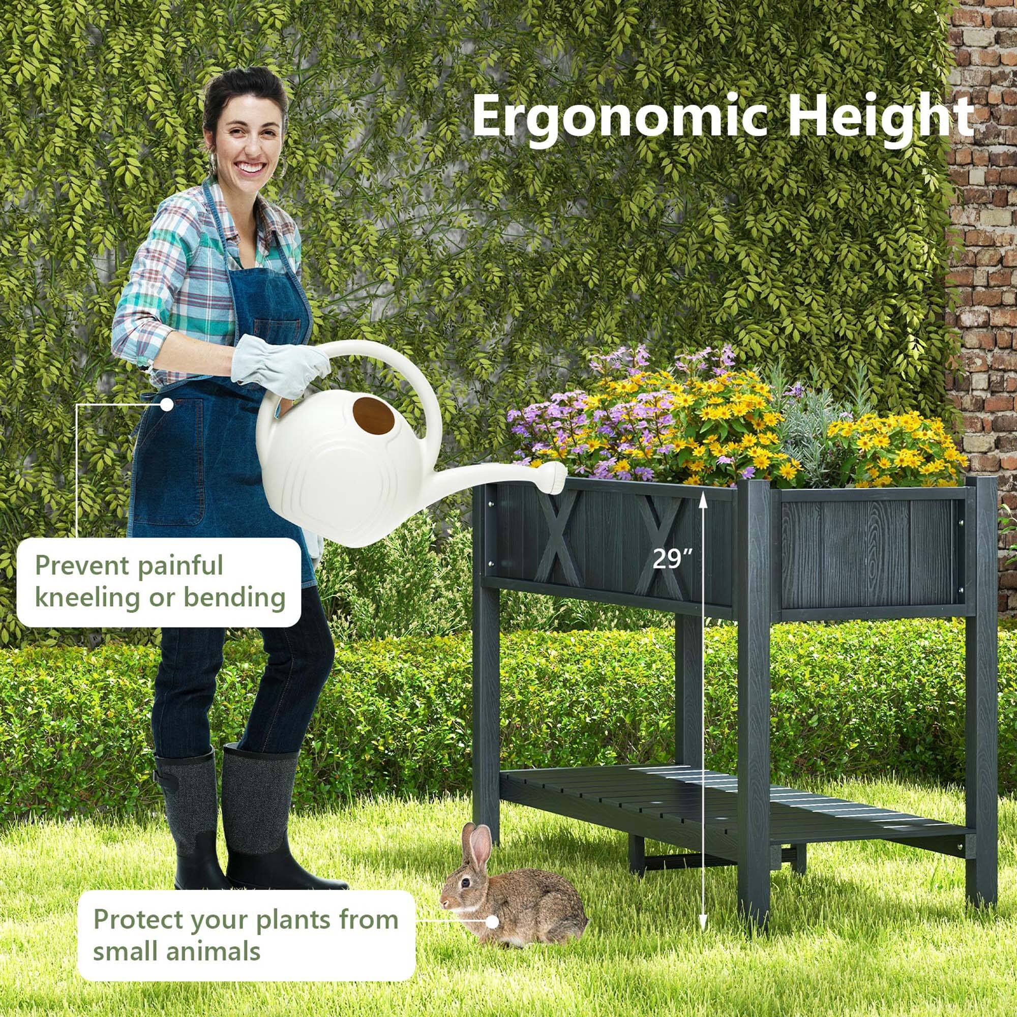 Ergonomic Height Prevent painful kneeling or bending 29" Protect your plants from small animals