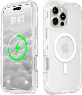 Entronix - Magnetic Case for iPhone 16 Pro - Triple-Layer Heavy Duty Protection - Clear